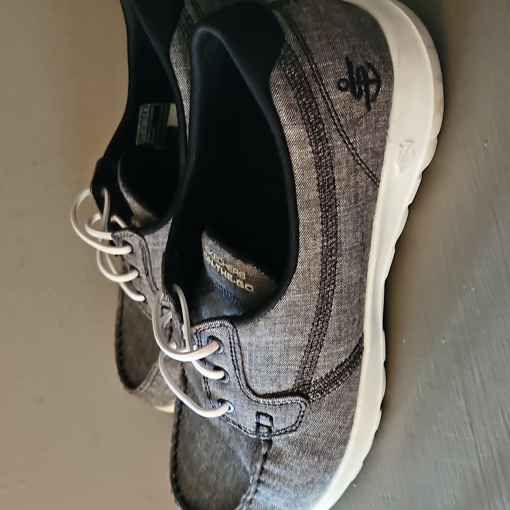 SKECHERS FLEX BLACK COASTAL BOAT SHOES sz 7.5 - Picture 2 of 6